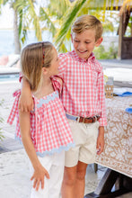 Tyler Tie Top Parrot Cay Coral Check with Beale Street Blue