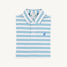 Prim & Proper Polo Worth Avenue White, Belhaven Blue, & Wood Boat Blue Stripe with Wood Boat Blue Stork
