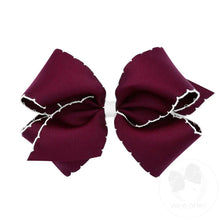 Mini Moonstitch Bow, Burgundy w/White