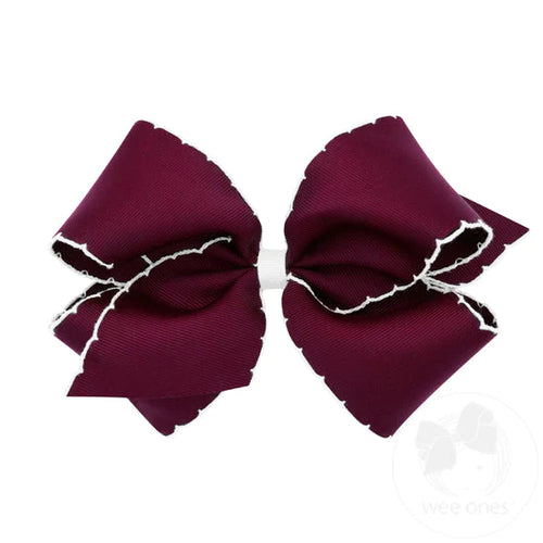 Mini Moonstitch Bow, Burgundy w/White