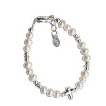 Girls Sterling Silver Pearl Cross Bracelet for Baptism or First Communion, Small 0-12m