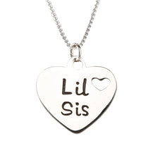 Sterling Silver Little Sis Heart Necklace for Little Sisters