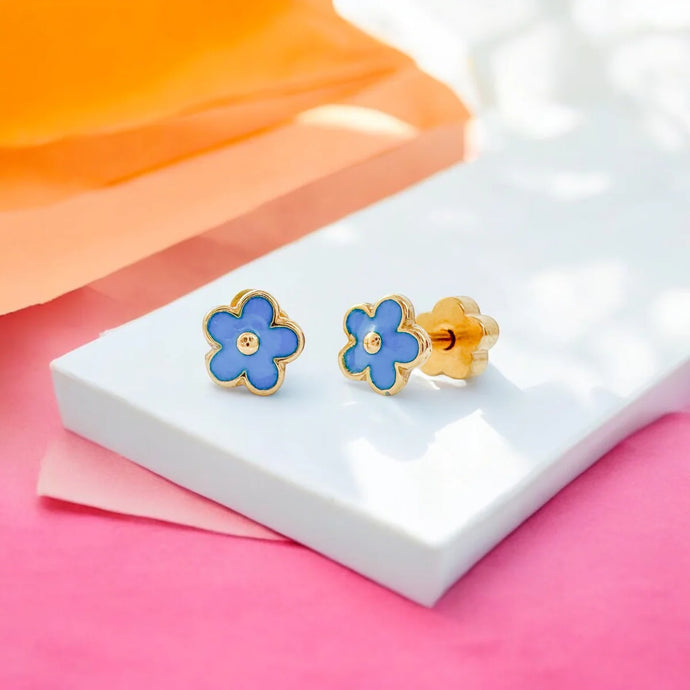 Blue Flowers Tiny Stud Earrings