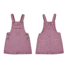 Embroidered overall dress grape