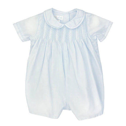 Blue Romper Feather Stitch Romper