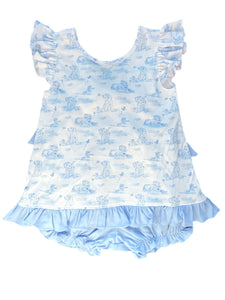 Mae Bloomer Set, Blue Puppy Knit