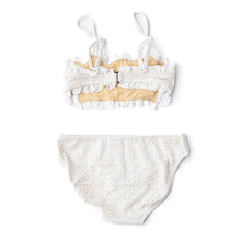 White Eyelet Girls Smocked Two Piece Swimsuit