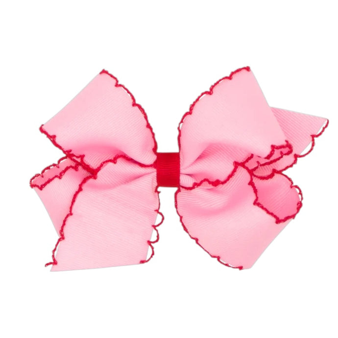 Medium Moonstitch Bow Pink w/ Red
