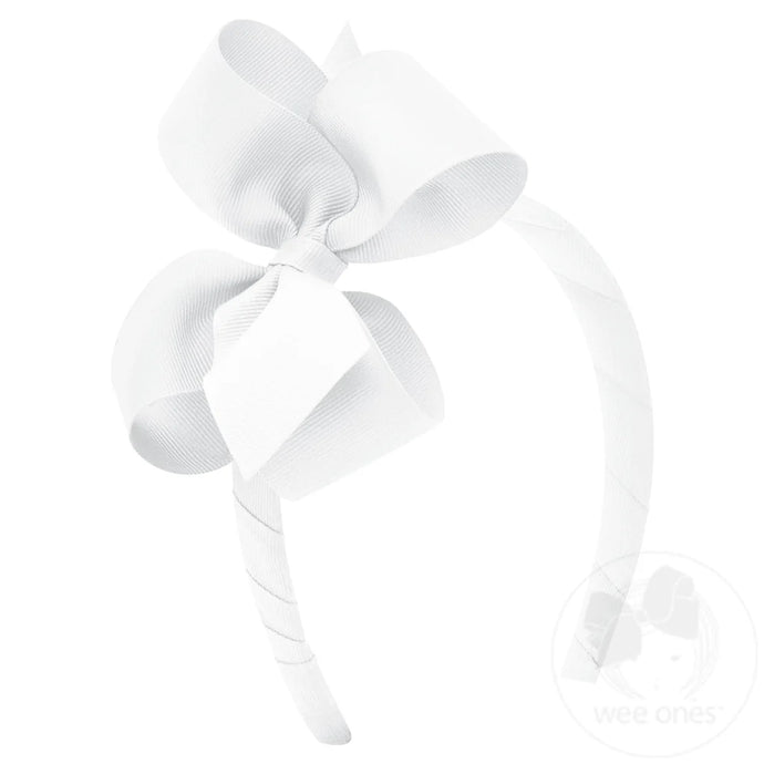 Large Headband Bow White