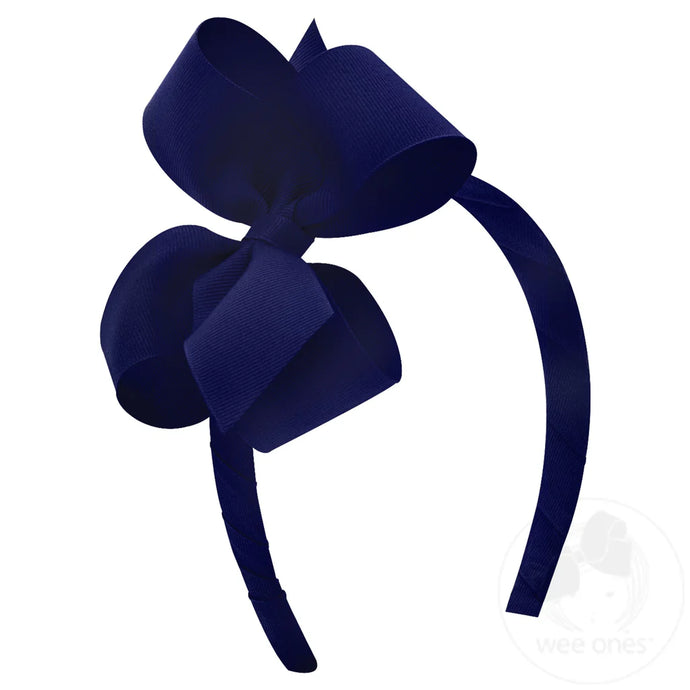 Large Headband Bow Navy