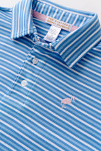 Prim & Proper Polo Sumner County Stripe (Sunrise Blvd. Blue) with Palm Beach Pink Stork