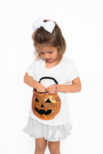 Kids White Functioning Pumpkin Candy Bucket Tee