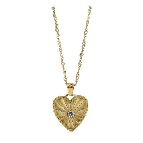 18K Gold Plated Twist Rope Chain Necklace with Heart
