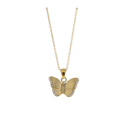 18K Gold Plated O-Shaped Chain Necklace with Butterfly