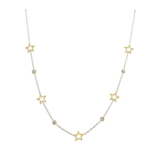 18K Gold Plated O-Shaped Necklace with Crystals & Stars