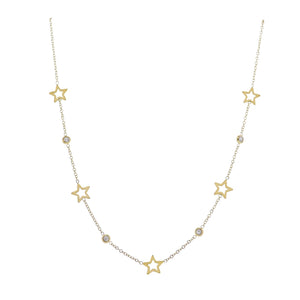 18K Gold Plated O-Shaped Necklace with Crystals & Stars