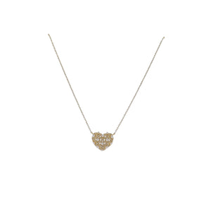 15" 18K Gold Plated Gold Cable Chain Necklace with Heart