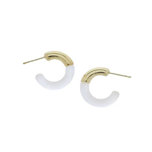Gold, Clear Small Hoop Earrings