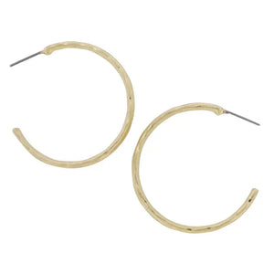GOLD TEXTURED HOOP EARRING
