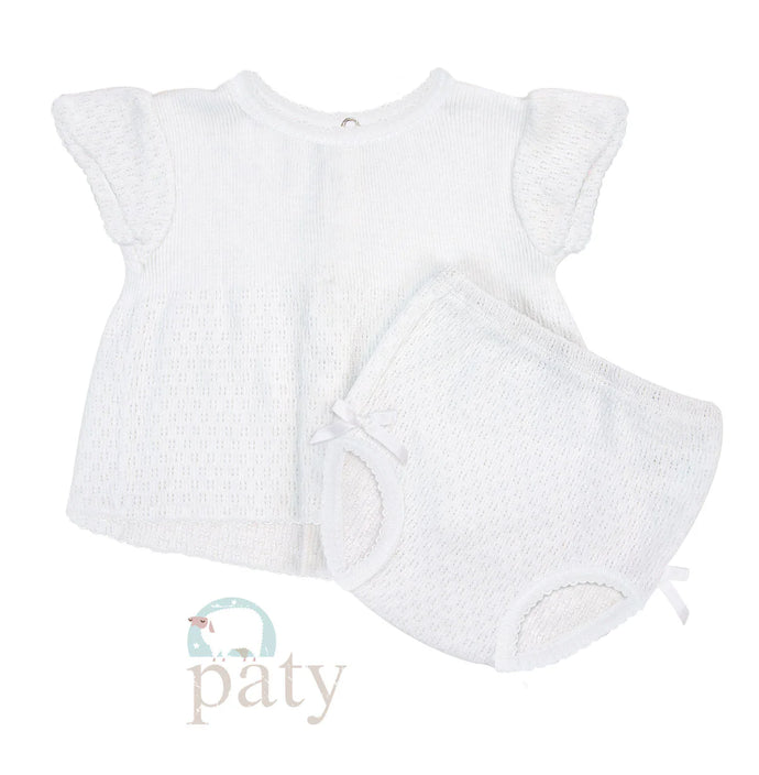 Paty White Angel Sleeve Diaper Set #131