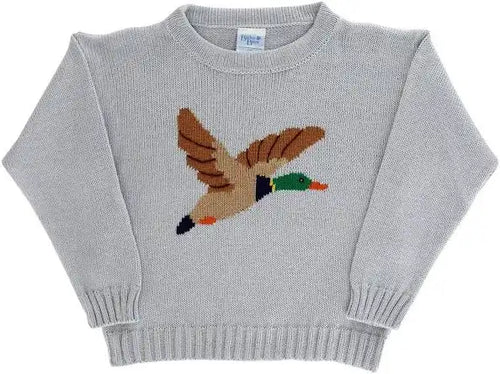 Crew Neck Sweater - Duck on Grey