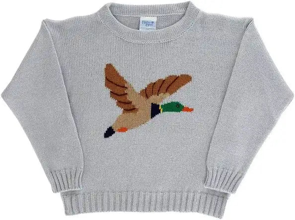 Crew Neck Sweater - Duck on Grey