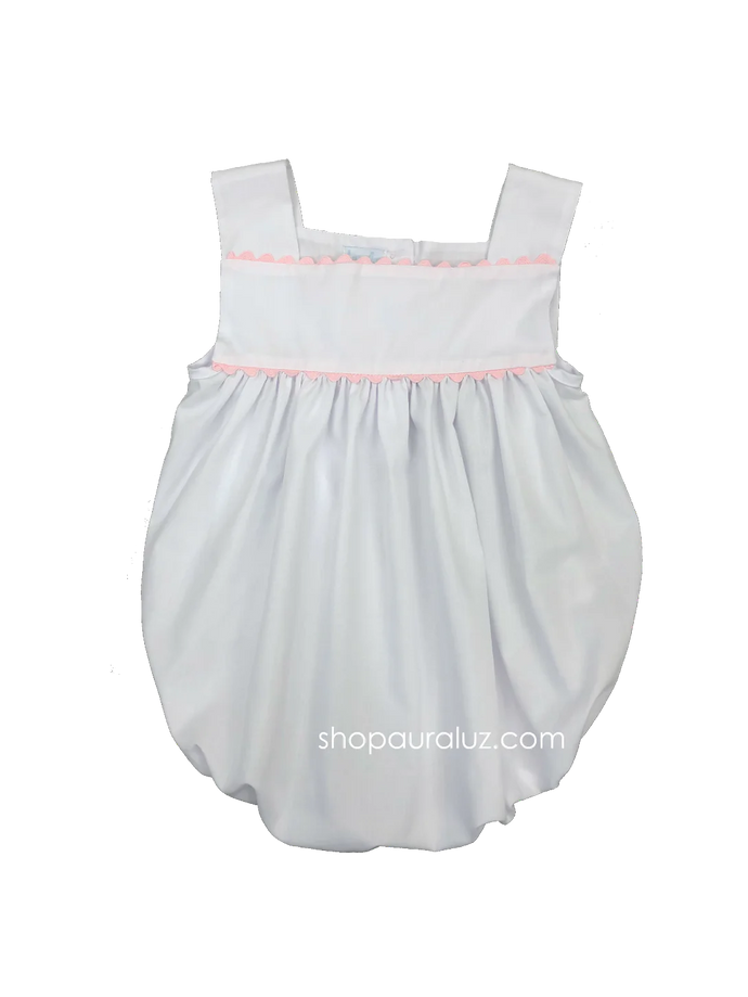 White with Pink Ric Rac Trim Bubble
