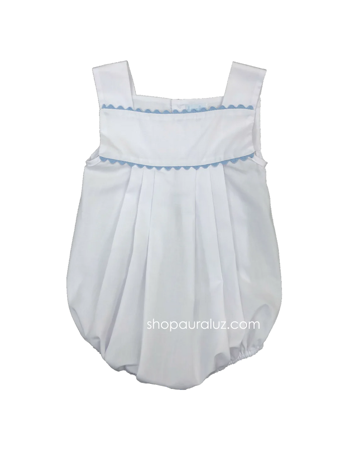 White with Blue Ric Rac Trim Bubble