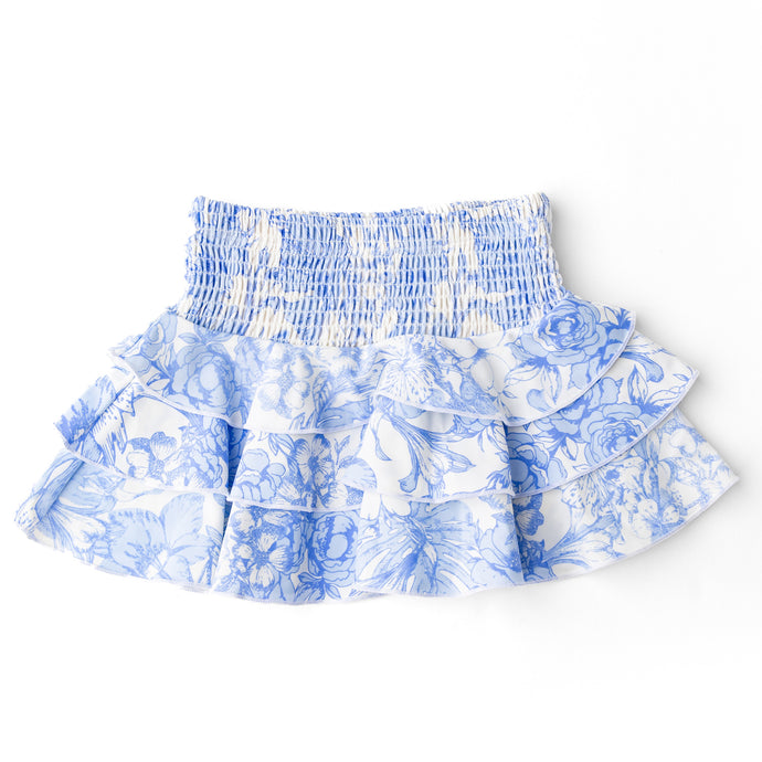Tropical Blues Smocked Ruffle Active Skirt
