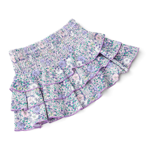Flower Power Purple Smocked Ruffle Active Skirt