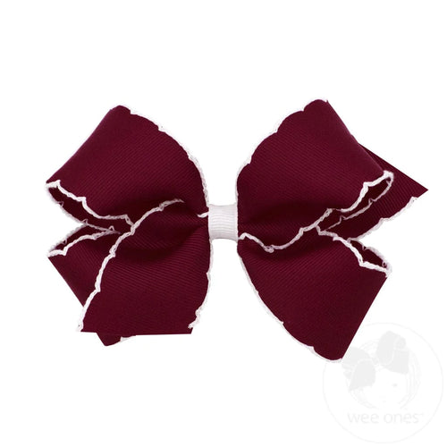 King Moonstitch Bow, Burgundy w/White