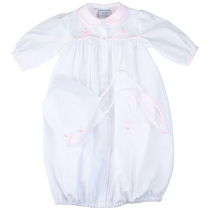 Embroidered Bow Take Me Home Gown With Bonnet