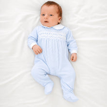 Benjamin Smocked Footie Light Blue