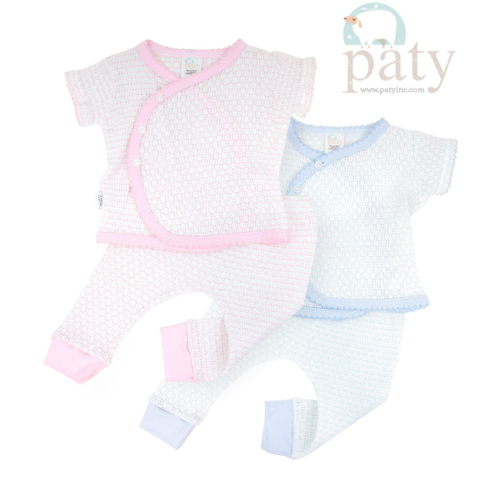 Pink Pinstripe Short Sleeve 2 PC Set Knit #399SSJ
