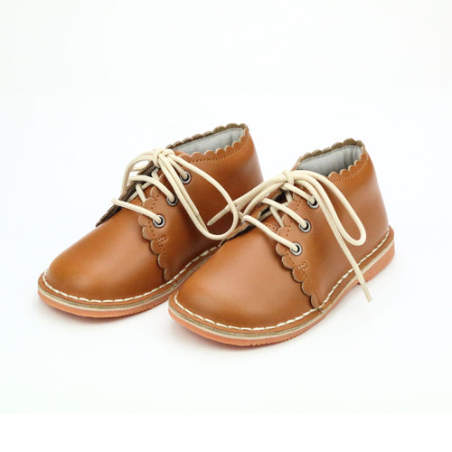 Georgie Scalloped Warm Brown Lace Up Boot