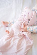 Pink Mini-Stripe Dog Lovey + Paci clip holder