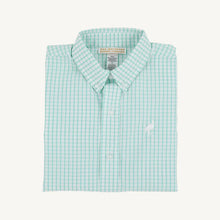 Dean's List Dress Shirt Turks Teal Windowpane with Worth Avenue White Stork