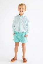 Dean's List Dress Shirt Turks Teal Windowpane with Worth Avenue White Stork