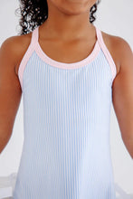 Prepletic™ Little Miss Tennis Dress Beale Street Blue Seersucker with Palm Beach Pink