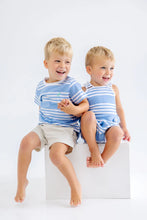 Skipper Sunsuit Saddle Ridge Stripe (Sarasota Sky) with Worth Avenue White