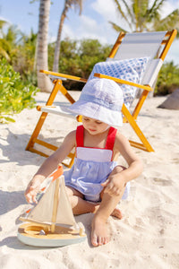 Samprey Sunsuit,
Breakers Blue Seersucker With Worth Avenue White And Richmond Red