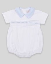 Bubble Renzi Baby Boy Special Knit Pima Cotton Hand Smocked - White/Blue