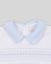 Bubble Renzi Baby Boy Special Knit Pima Cotton Hand Smocked - White/Blue