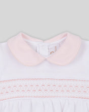 Bubble Daphne Baby Girl Special Knit Pima Cotton Hand Smocked - White/Pink