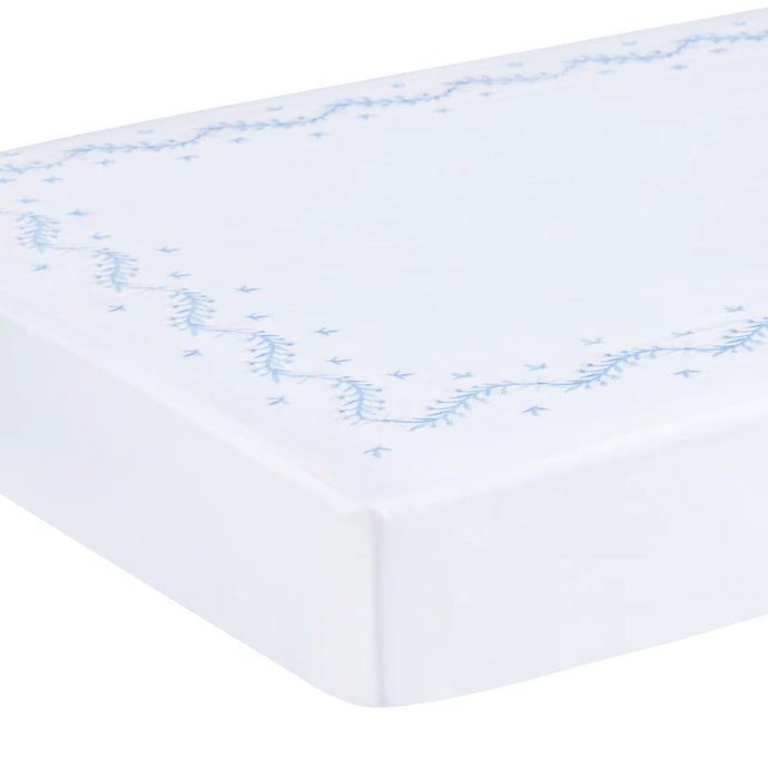 Embroidered Crib Sheet Sky