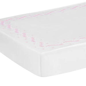 Embroidered Crib Sheet Blush