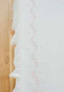 Embroidered Crib Sheet Blush
