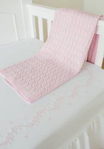 Embroidered Crib Sheet Blush