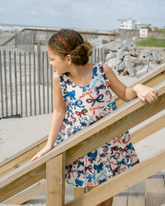 Girls Kelsey Dress Red White & Bows