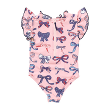 Girls Jennifer Swim Suit Pink Patriotic Bows